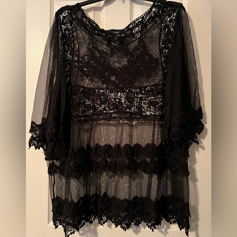 Ali Miles Black Lace Blouse